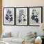 Fleurs pressées bleu marine VI - reproduction sur mesure encadrée de qualité supérieure - 3 pièces-128661432-128661435