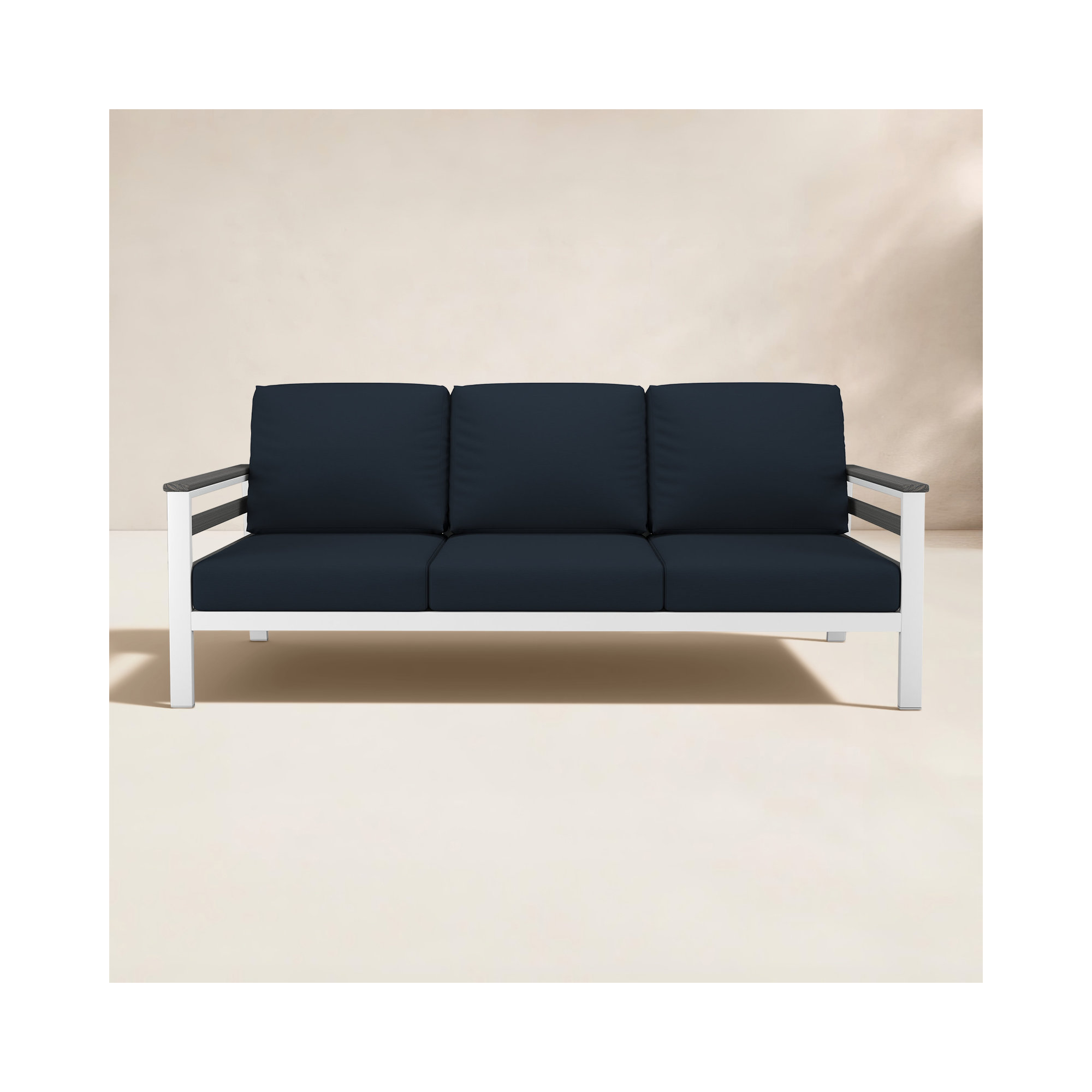 Townsend Metal Outdoor Sofa With Sunbrella Cushion, Canvas Navy