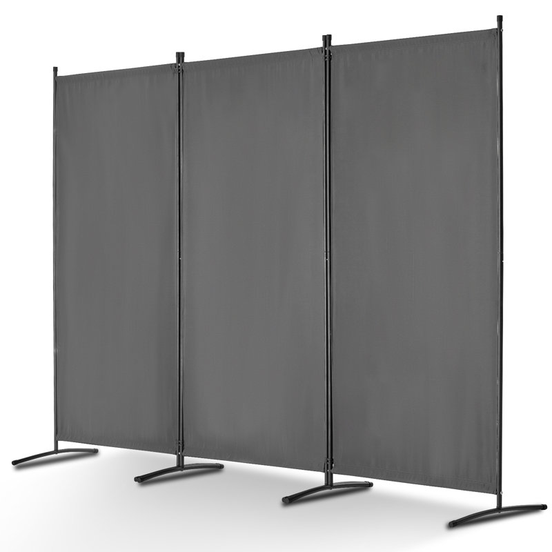 Paravent 3 panneaux en tissu pour chambre à coucher, Gris