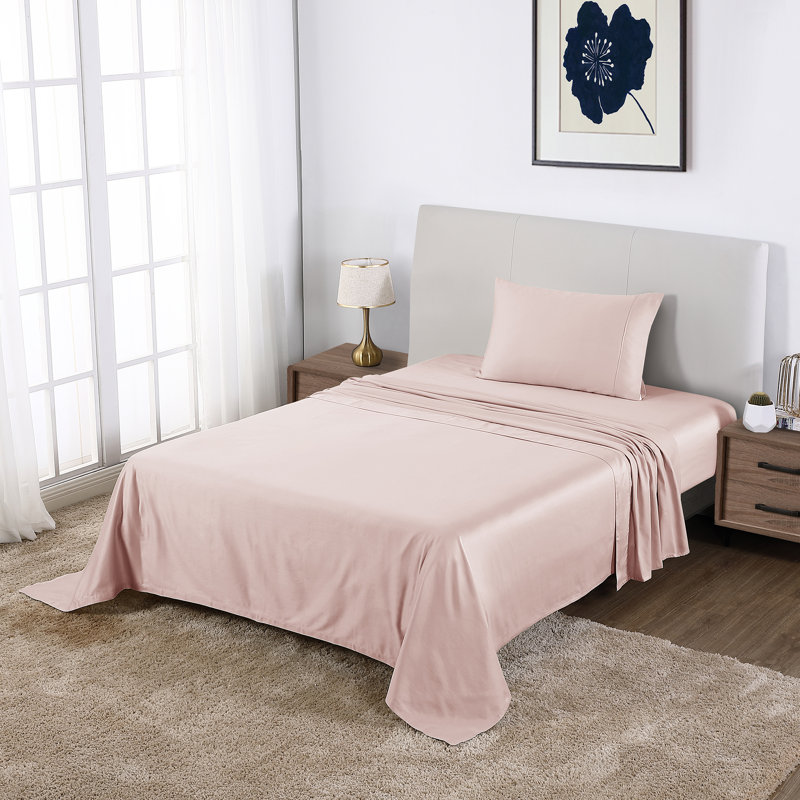 Blush Pink King Cotton Sateen Sheet Set