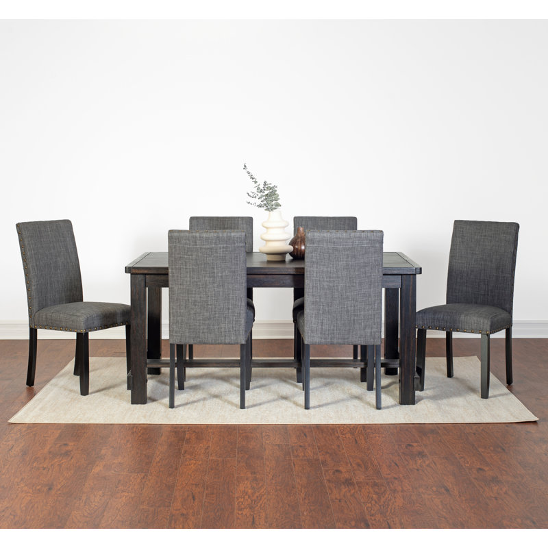 Athylia Dining Set, Gray, 7 Pieces: Table, 6 Chairs