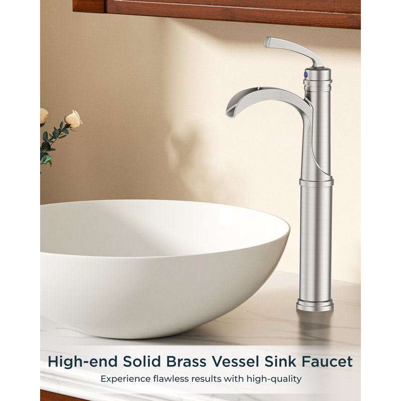 Robinet de lavabo vasque à poignée simple avec drain, Nickel brossé