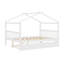 Lit double en bois avec lit gigogne simple, blanc