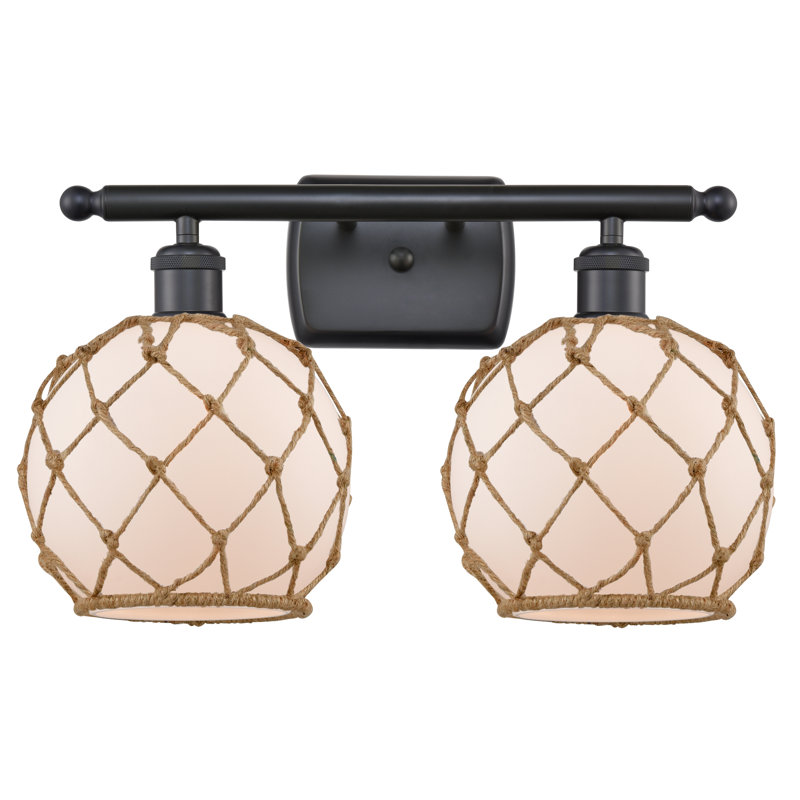 Arriola 2-Light Dimmable Vanity Light, Matte Brown, White/Brown, 6 Watt Vinage LED Bulb