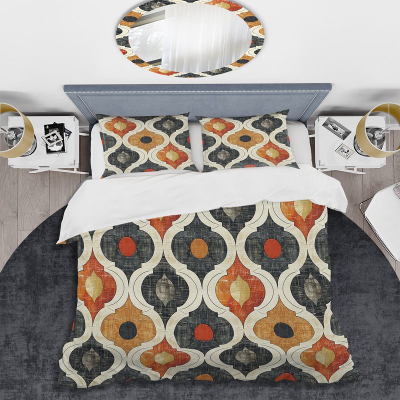Ensemble de housse de couette Beige Modern Trellis VI - Modern, Housse de couette très grand et 2 très grandes t