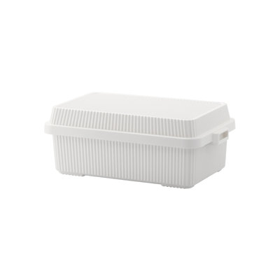 Like-it Plastic Storage Box Bin White Shallow Durable Organizer for Outdoor and Garage