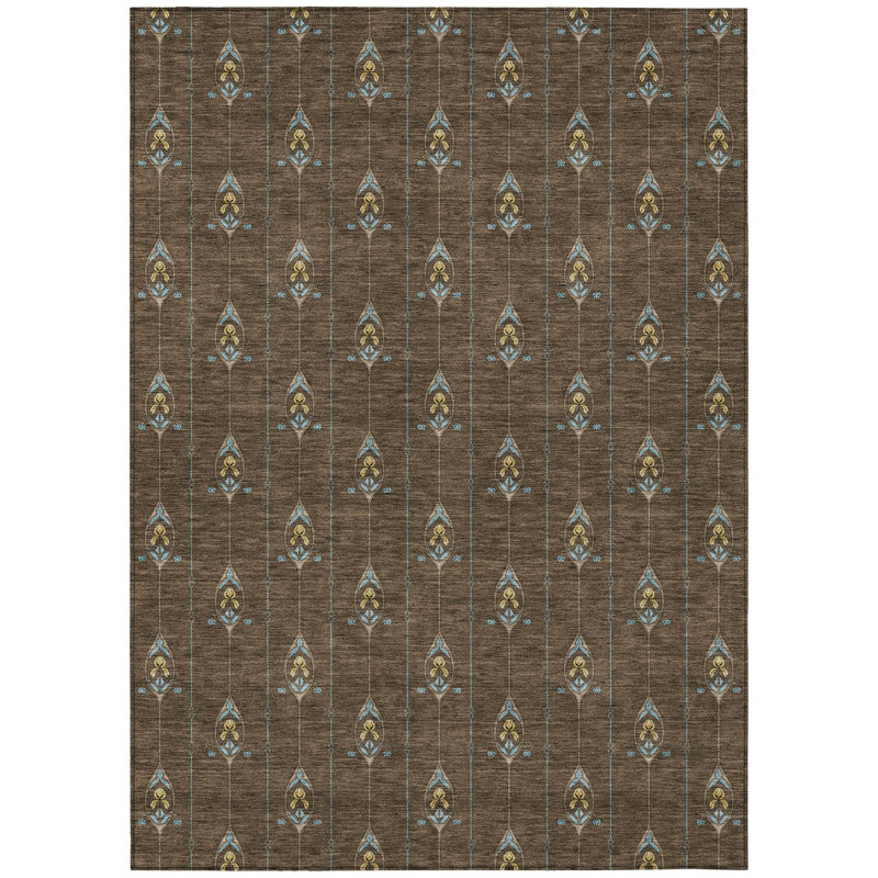 Machine Washable Indoor/Outdoor Chantille ACN2691 Kids Rug, Chocolate, 9' x 12'