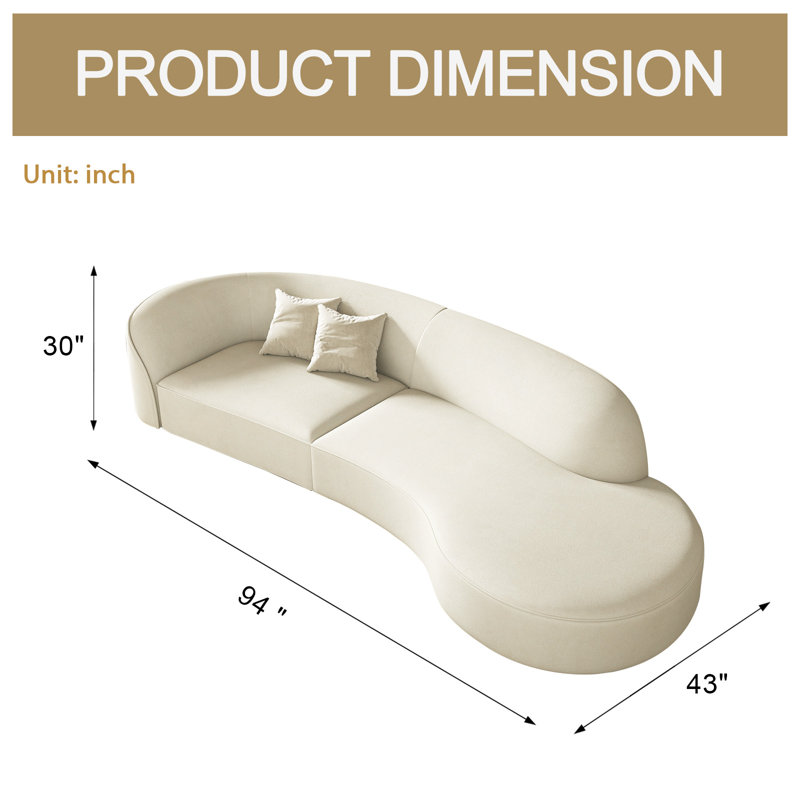 Canapé rembourré 94,5 po, H 28,74 po x l 94,5 po x P 41,73 po