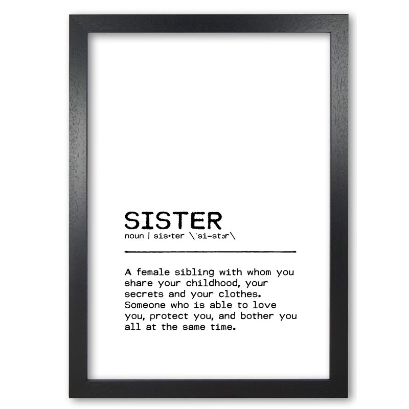 Sister Share - Print, 60 cm H x 42 cm W x 5 cm D, Black Grain Frame