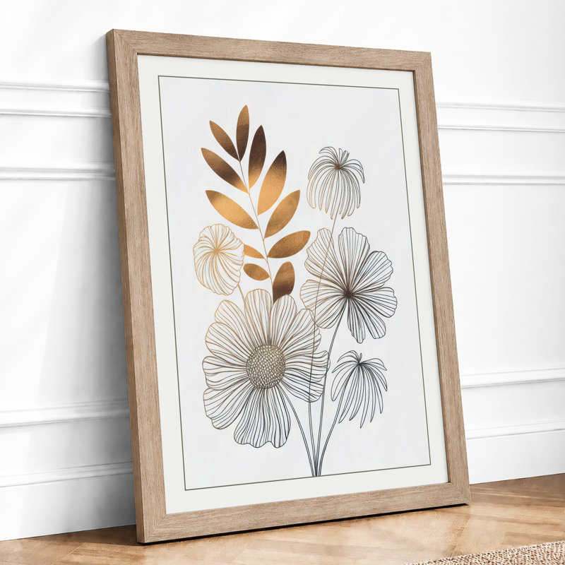 Study in Gold Botanical - Framed Print, Oak, A4 - 29.7 x 21.0 cm