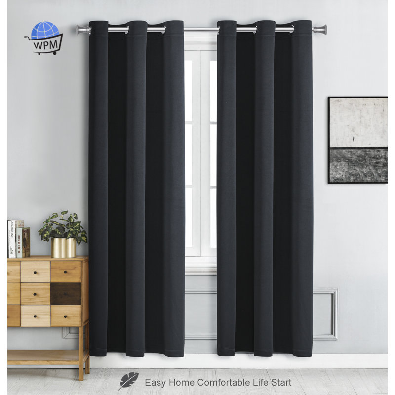 Blackout Drapes Curtains / Drapes Pair, 42" W x 84" L, Black 