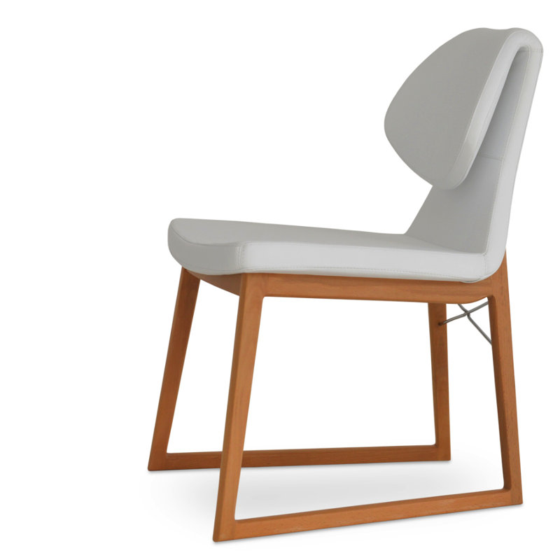 Fauteuil Gakko, Similicuir blanc, Hêtre naturel