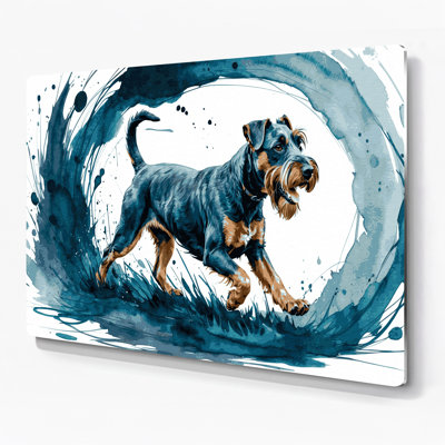 «Dogs Kerry Blue Terrier», art mural en métal vert
