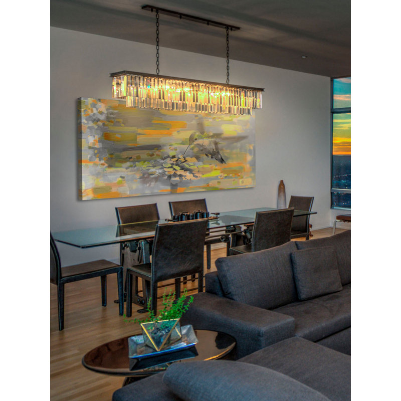 «Whirly Bird» par Parvez Taj - peinture sur toile tendue, H 6 po x l 12 po x P 1,5 po