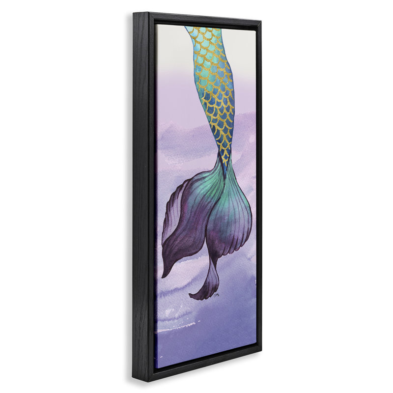 «Glam Accent Mermaid Tail» par Elizabeth Medley, H 25 po x l 11 po, Cadre flottant noir de jais