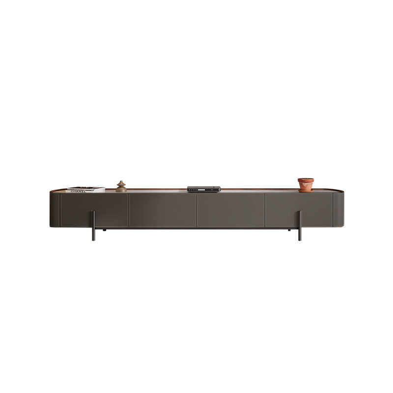 Meuble télé moderne de style nordique, Gris / gris blanc, 86.61"