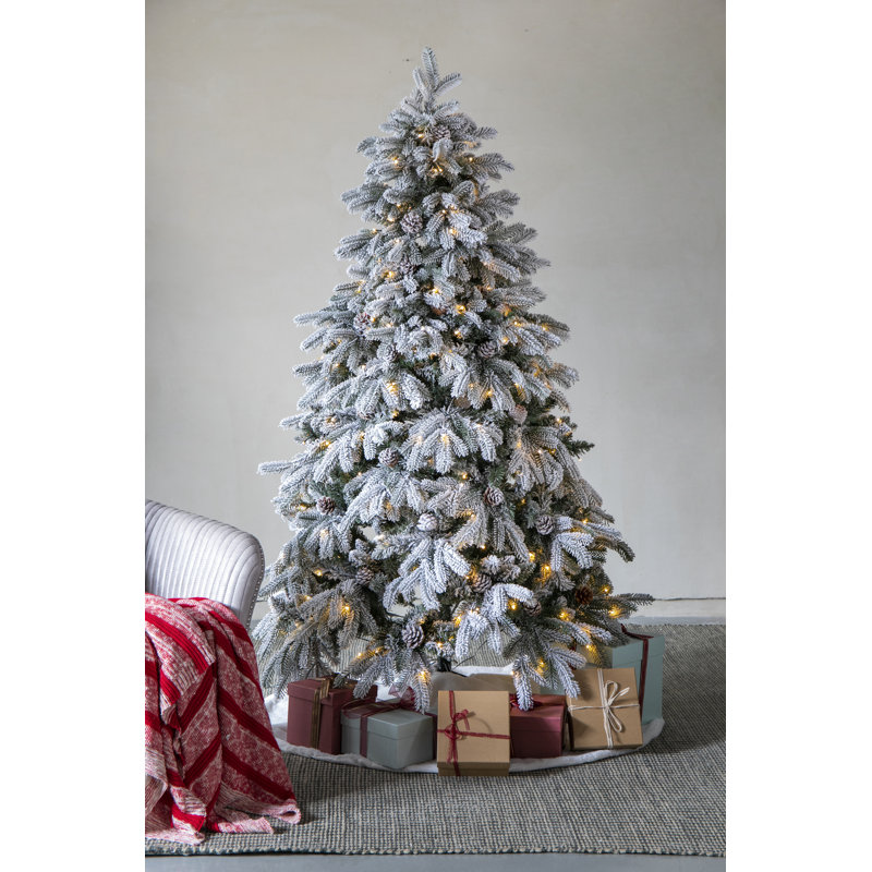 6' Snow Flocked Pine Christmas Tree with Warm White LED Lights