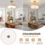 Plafonnier semi-encastré, luminaire doré de 13 po, garniture en bois naturel avec abat-jour en tissu blanc crème, luminaire encastré moderne pour chambre à coucher, couloir, cuisine
