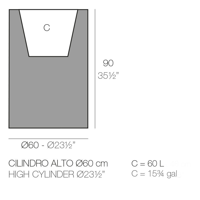 Cilindro - High Resin Pot Planter - Simple, 35.5" H x 23.5" W x 23.5" D, Ice