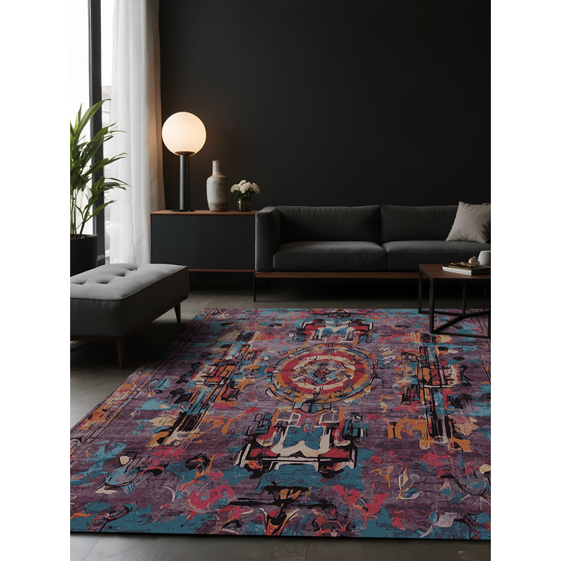 Tapis noir soyeux et moelleux, Carré 8 pi