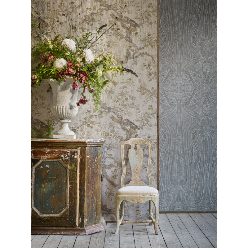 Chintz Wallpaper, Gray