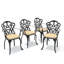 Ensemble de 4 fauteuils de salle à manger d'extérieur en fonte d'aluminium avec coussins beiges