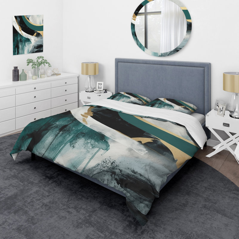 Ensemble de housse de couette en microfibre / polyester or et vert Enchantment II