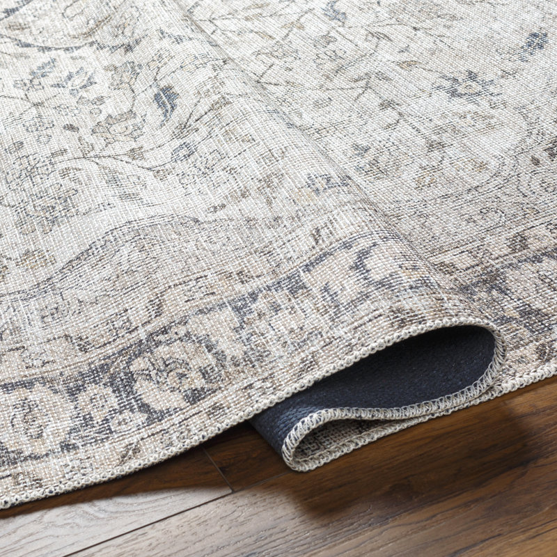 Brackston Light Grey Machine Washable Area Rug, Rectangle 5'3" x 7'3"