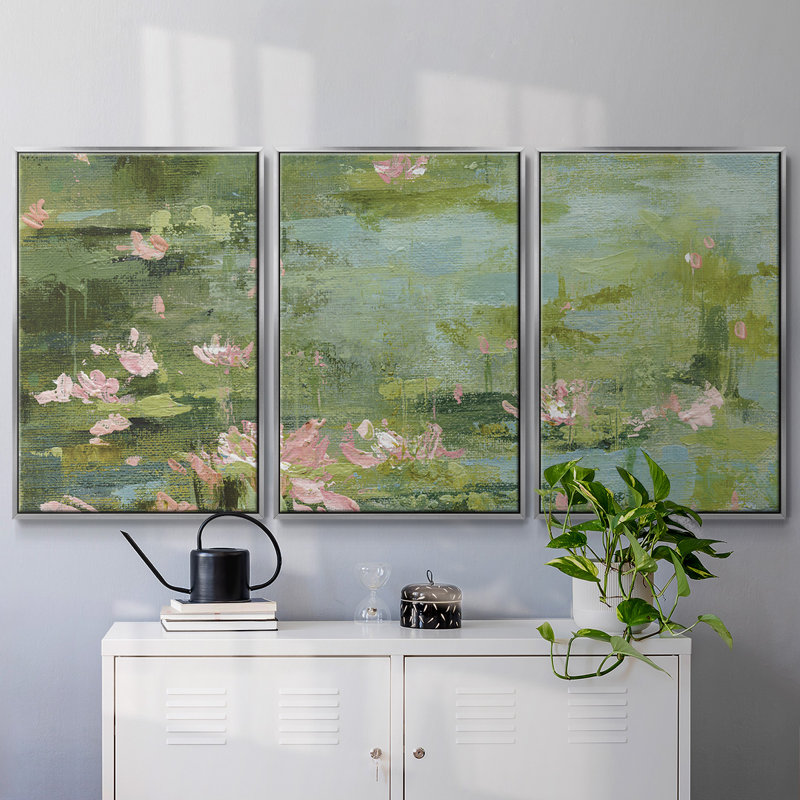 Céladon, reproduction sur toile 3 pièces, Argent, H 40 po x l 78 po x P 2 po