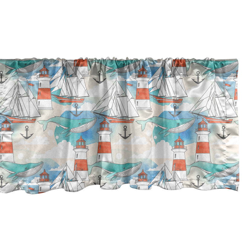 Ensemble de 2 cantonnières exotiques Ambesonne, feuillage tropical tropical, bleu mer Magenta_102284, L 54 po x L 12 po