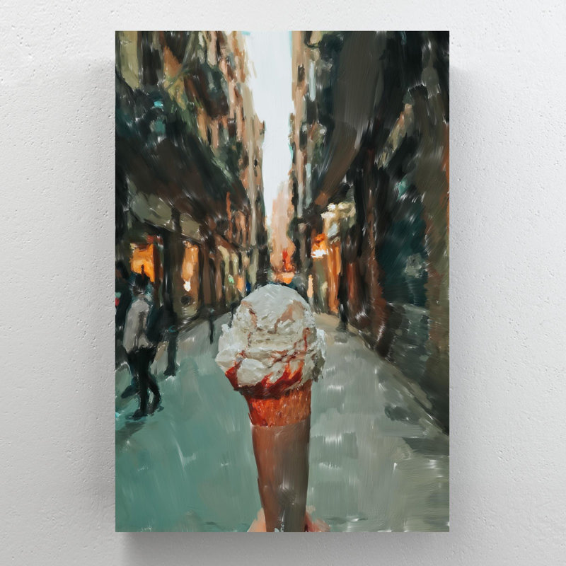 Ice Cream In Cone 1 - 1 pièce, impression sur toile tendue, H 14 po x l 11 po