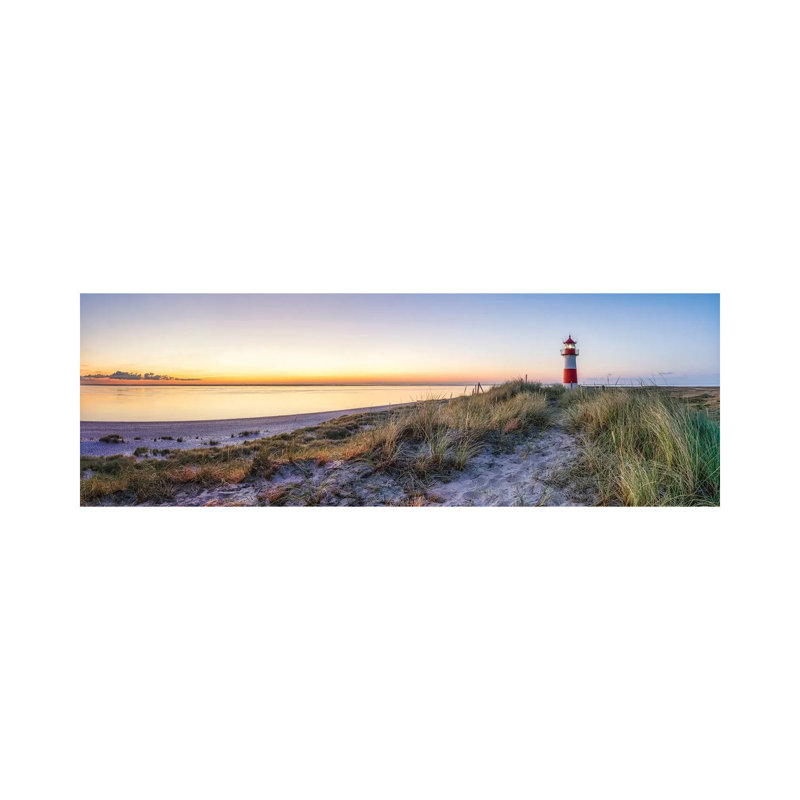 Sunrise At The Lighthouse List Ost, North Sea Coast, Island Of Sylt, Germany by Jan Becke - Wrapped Canvas Panoramic Print