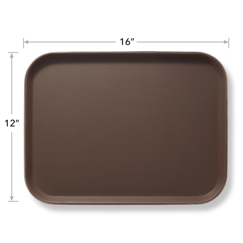 Brown Rectangular Non-Skid Plastic Serving Trays, Set of 2