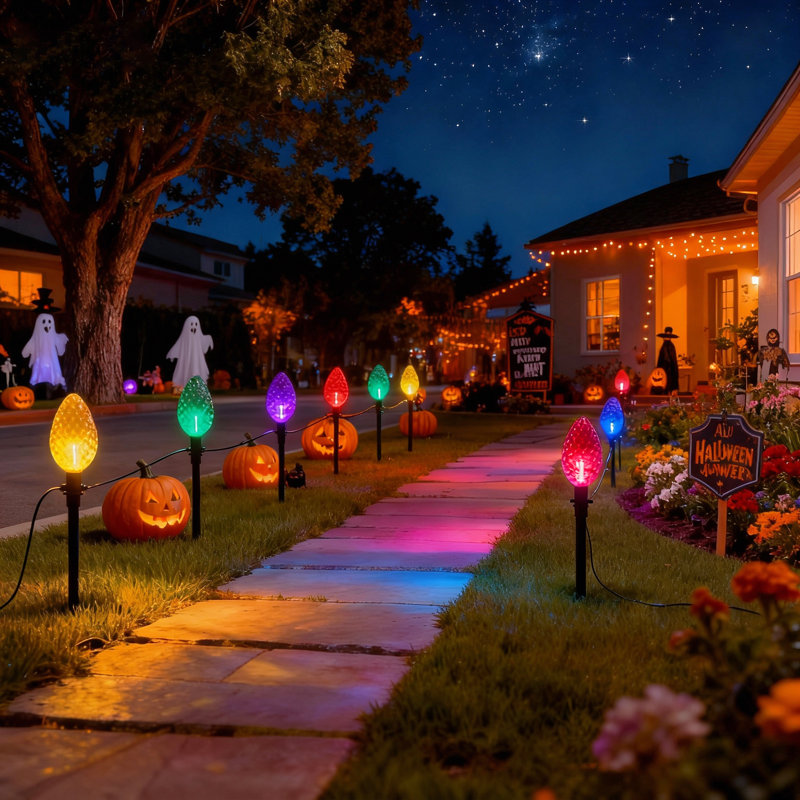 Guirlande de 23 lumières DEL à facettes C9 de 23 pi - Sentier extérieur et lumières suspendues des Fêtes, Faceted