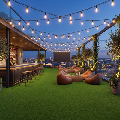 Yescom Revêtement de sol en gazon synthétique réaliste pour bars et événements extérieurs commerciaux, 1,2 m x 15,2 m, épaisseur 2 cm, hautement réutilisable