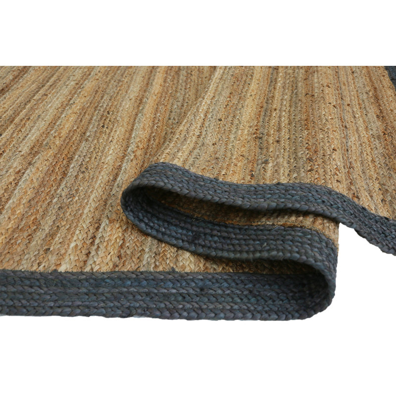 Tapis gris en fibres naturelles Abani Savoie JUT110A, Rectangle 6 pi x 9 pi