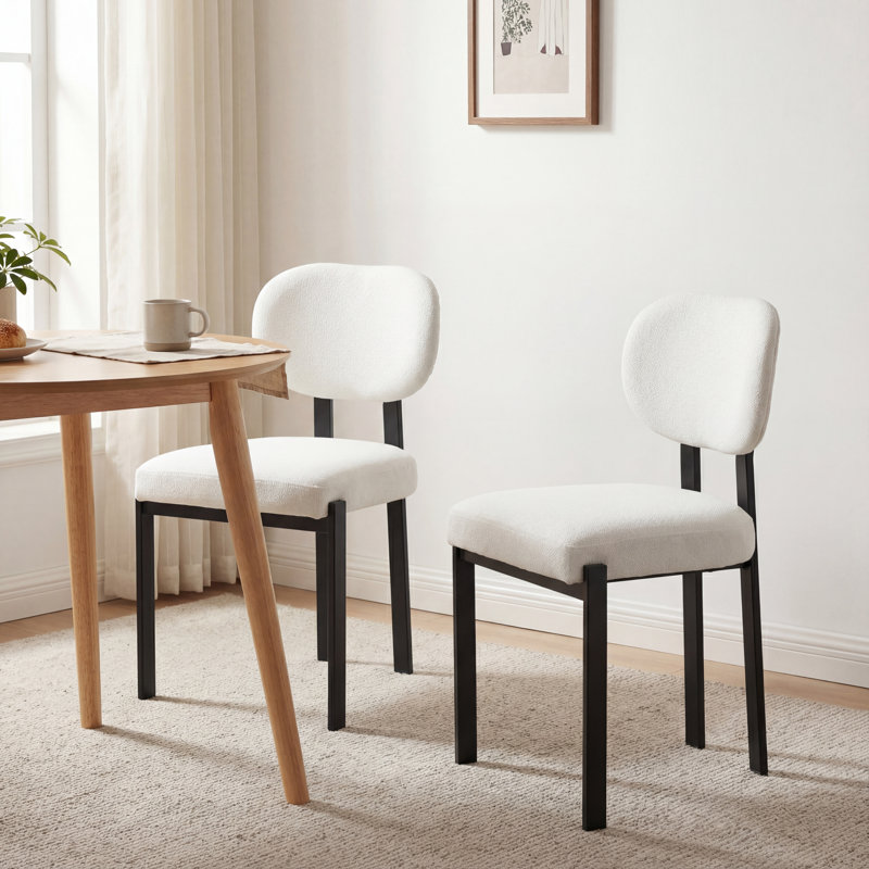 19" Wide Modern Soft Industrial Upholstered Side Chair, White