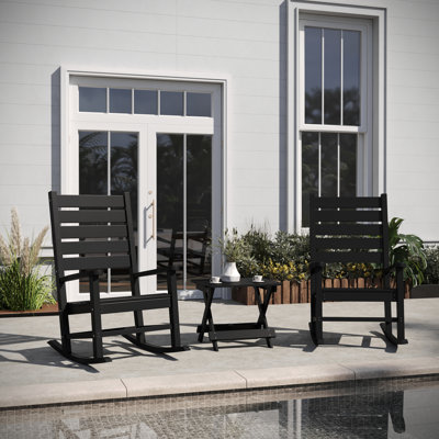 Merlene 3Pc Commercial Indoor And Outdoor Set With 2 Rocking Chairs And End Table