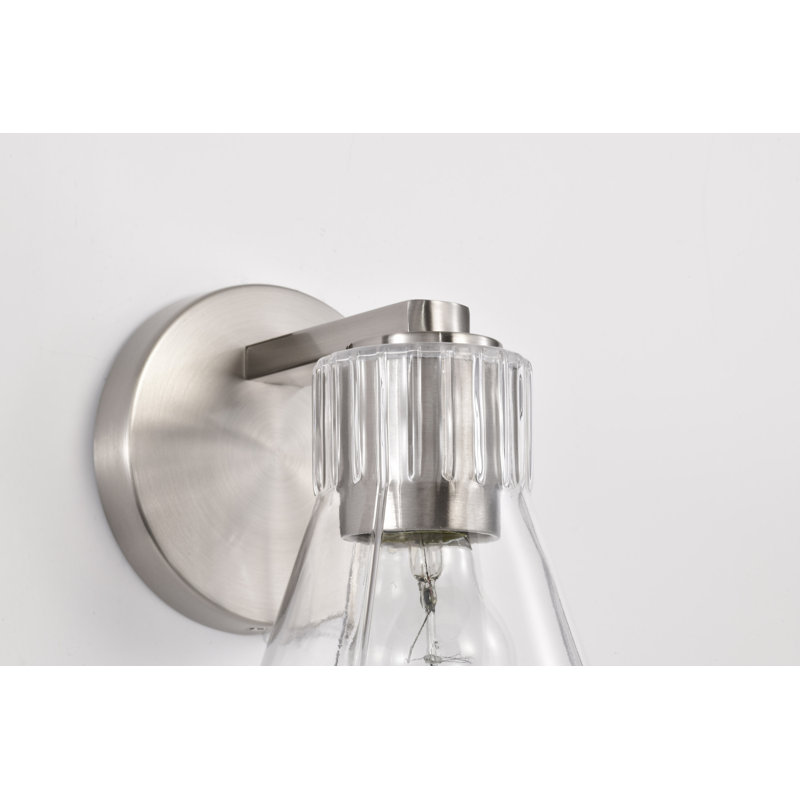 Meuble-lavabo 1 lumière Spruill - verre transparent, Nickel brossé
