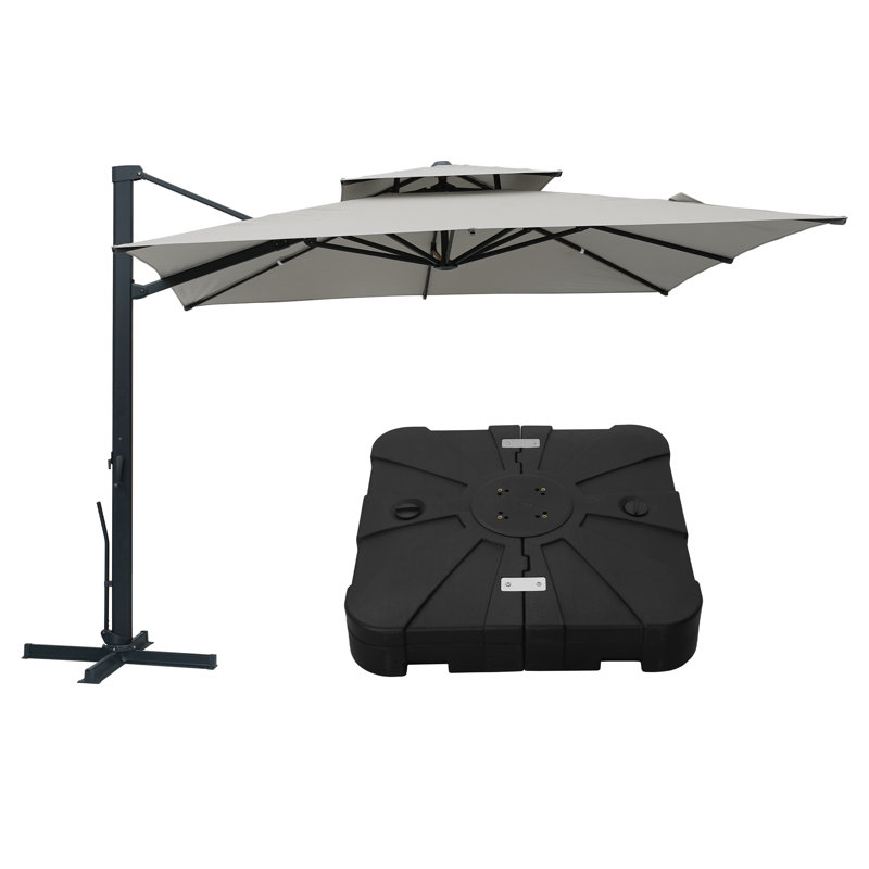 Parasol et porte-à-faux de patio en aluminium 10 pi, Gris