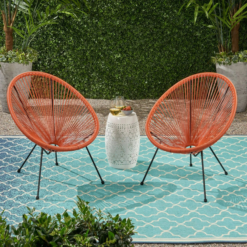 Méridienne d'extérieur en rotin (ensemble de 2), Orange