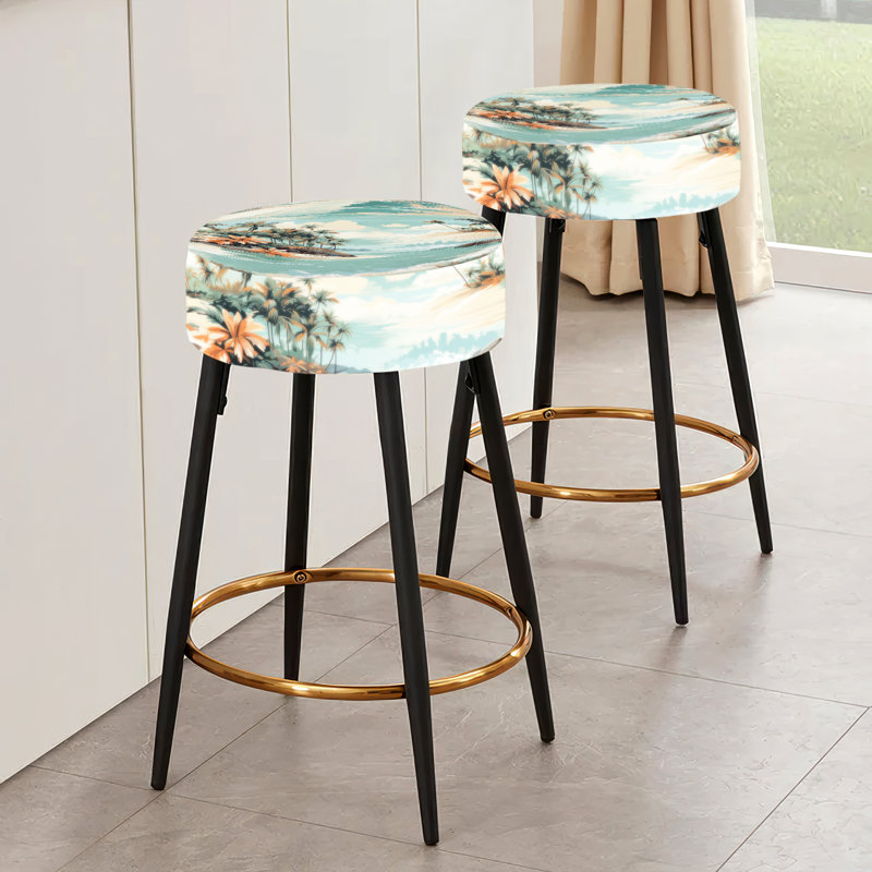 Coastal Vision - motif tropical - ensemble de 2 tabourets de bar tropicaux