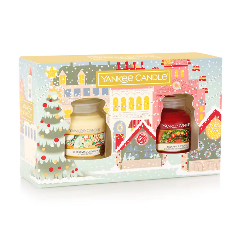 Yankee Candle Original Small Jar Christmas Gift Set - Christmas Cookie & Red Apple Wreath 