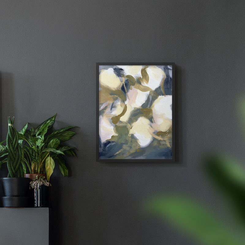 Série FLORAL DCLX - reproduction encadrée de qualité supérieure - prête à être accrochée - aucun clou requis, Noir