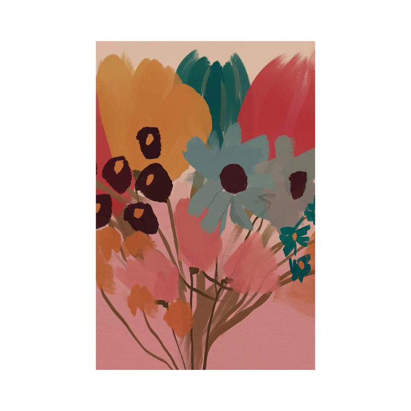 Flower Bouquet 1 Piece Wrapped Canvas Wall Art, 20.32 cm H x 30.48 cm W