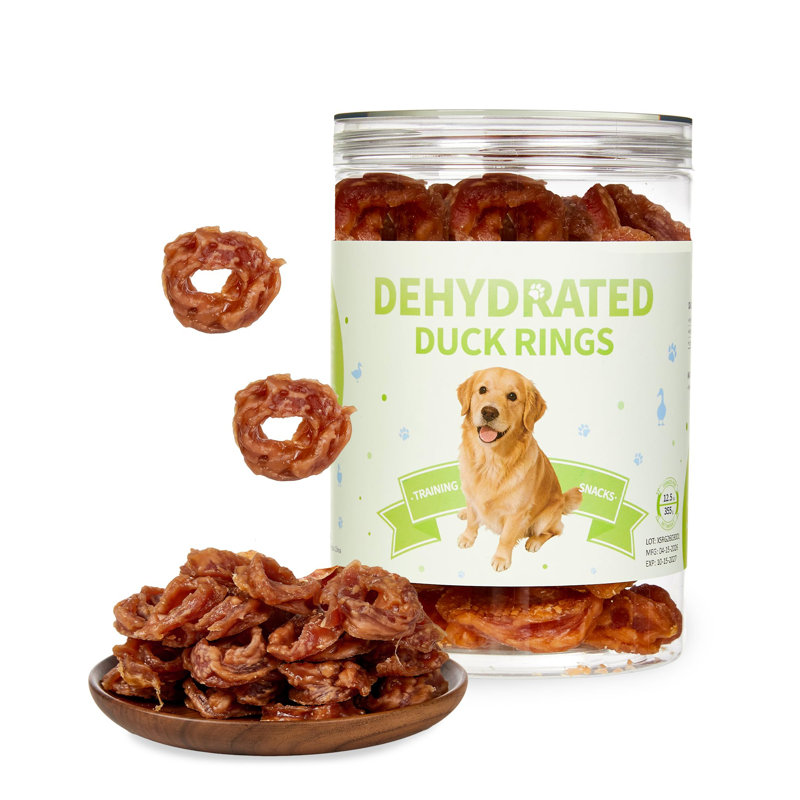 Duck Jerky Dog Treats, Duck Jerky Chews en forme d'anneau - Snack de formation et de récompense de tous les jours - Pour petits, moyens et grands chiens - 12,5 oz - Spécifications: anneaux de canard