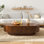 Table basse ovale moderne 43 "avec placage en bois massif