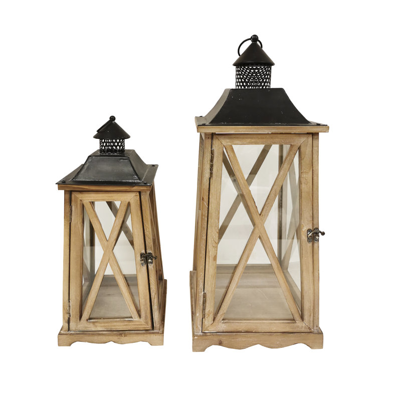 Ensemble de lanternes de plancher en bois 2 pièces