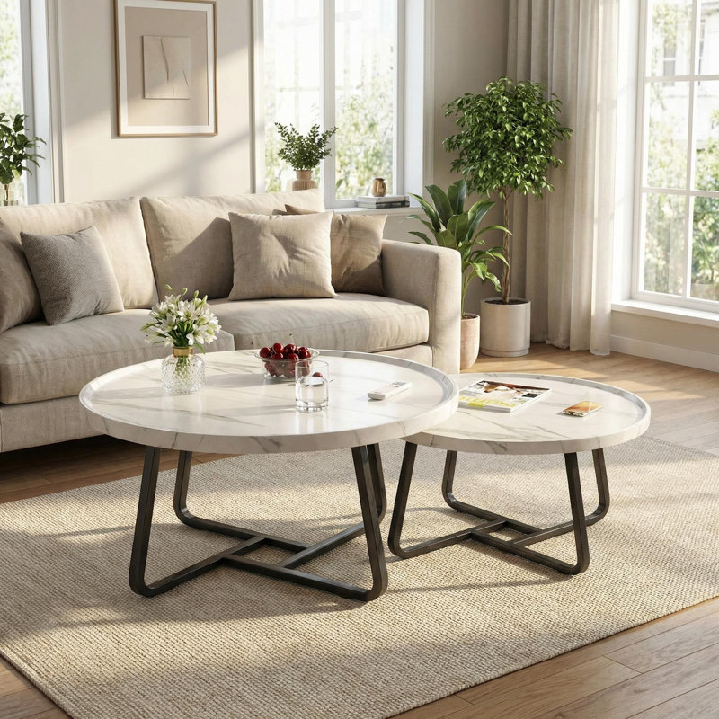 Lift Top Coffee Table, White Wood, Marble