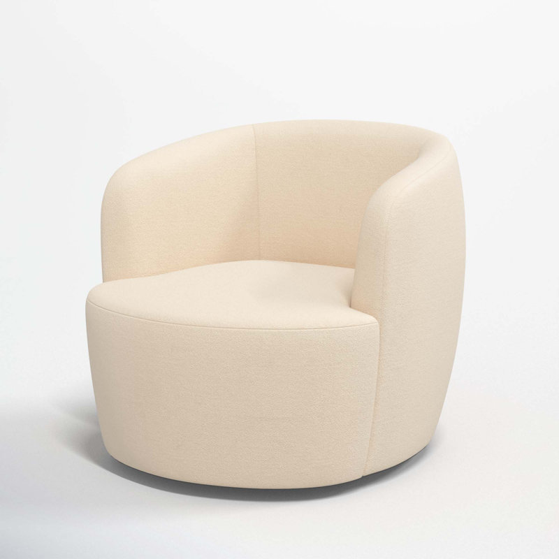 Mina Swivel Barrel Chair, Classic Pearl Performance Velvet